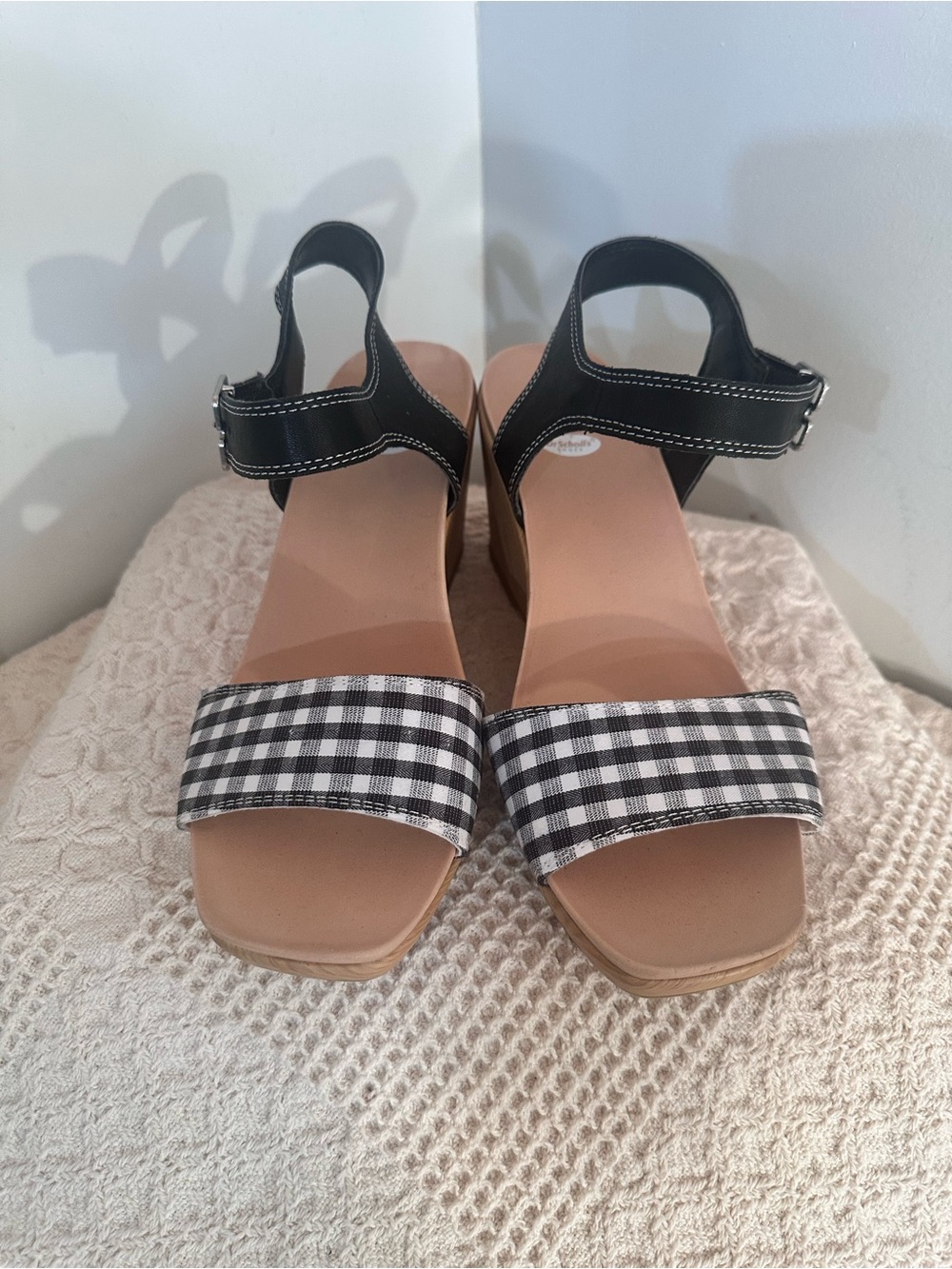 Dr. Scholl's Women's Black and White Checkered Sandals